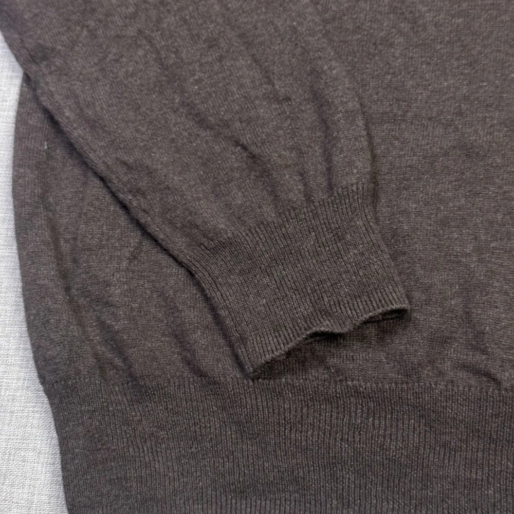 Orvis Pullover Sweater Mens M Brown Cotton Silk Cashmere Lightweight Collared